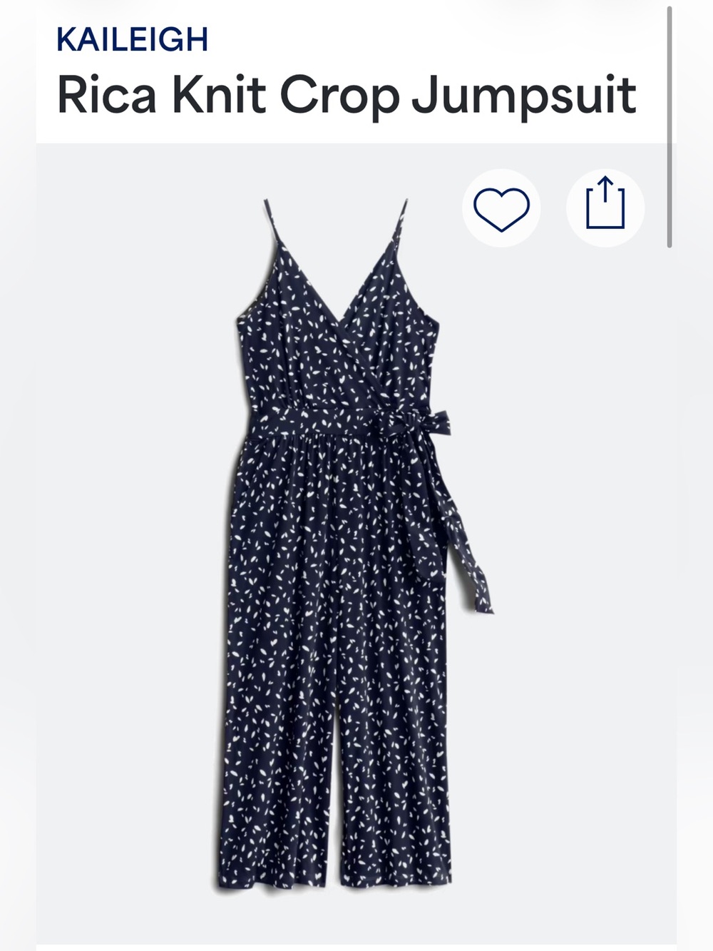 Kaileigh Navy Printed Spaghetti-Strap Jumpsuit